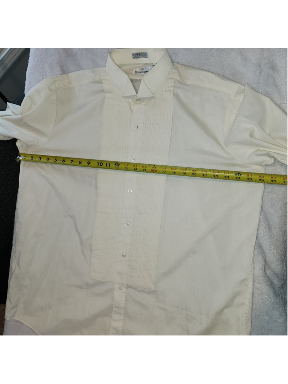 Men's Giorgio Patrino Dress Shirt XL Beige Tuxedo Pleated Front